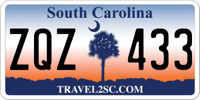 SC license plate ZQZ433