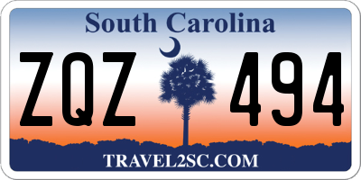 SC license plate ZQZ494