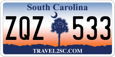 SC license plate ZQZ533