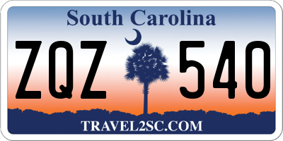 SC license plate ZQZ540