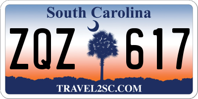 SC license plate ZQZ617