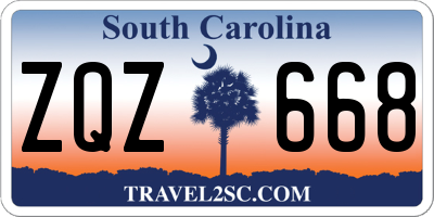 SC license plate ZQZ668