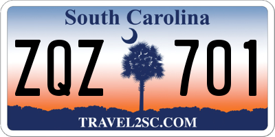 SC license plate ZQZ701