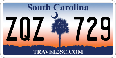 SC license plate ZQZ729