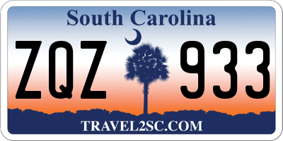 SC license plate ZQZ933