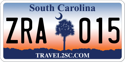 SC license plate ZRA015