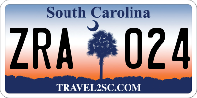 SC license plate ZRA024