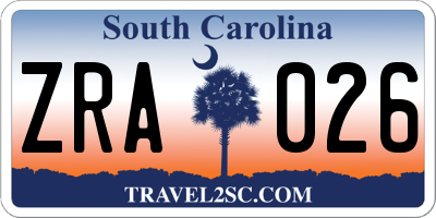 SC license plate ZRA026