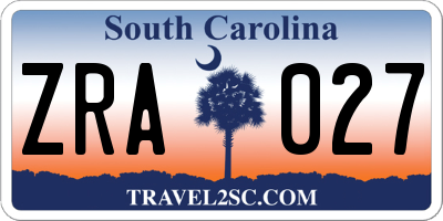 SC license plate ZRA027