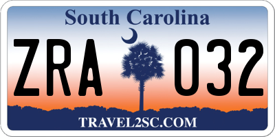 SC license plate ZRA032