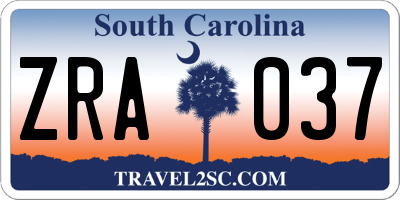 SC license plate ZRA037