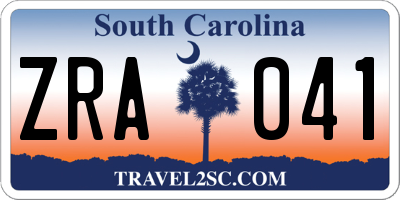 SC license plate ZRA041