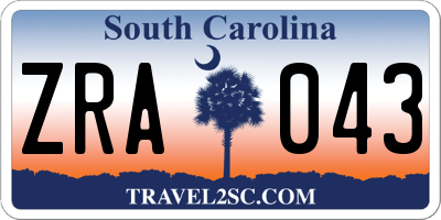 SC license plate ZRA043