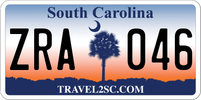 SC license plate ZRA046