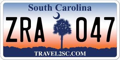 SC license plate ZRA047