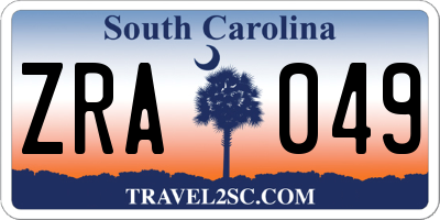 SC license plate ZRA049