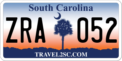 SC license plate ZRA052