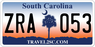 SC license plate ZRA053