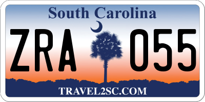 SC license plate ZRA055