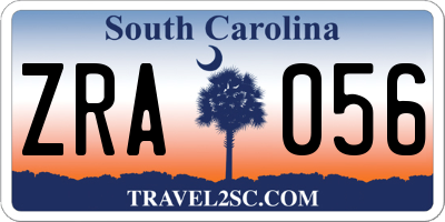 SC license plate ZRA056