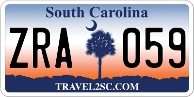SC license plate ZRA059
