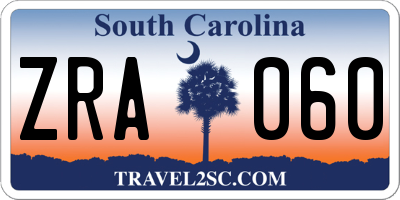 SC license plate ZRA060