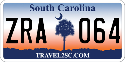 SC license plate ZRA064