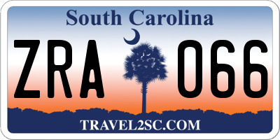 SC license plate ZRA066