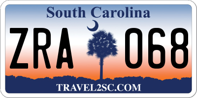 SC license plate ZRA068