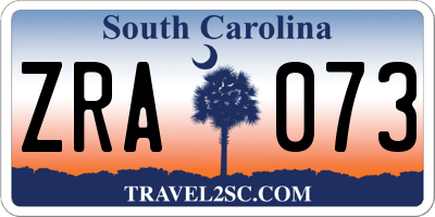 SC license plate ZRA073