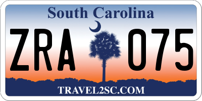 SC license plate ZRA075