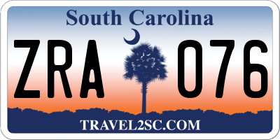 SC license plate ZRA076