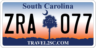 SC license plate ZRA077