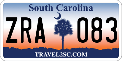 SC license plate ZRA083