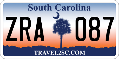 SC license plate ZRA087
