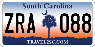SC license plate ZRA088