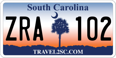 SC license plate ZRA102