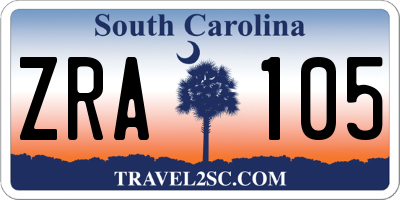 SC license plate ZRA105
