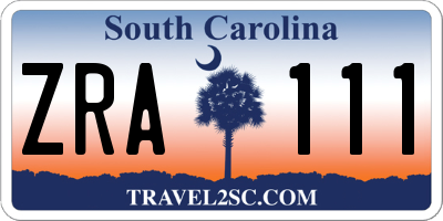 SC license plate ZRA111