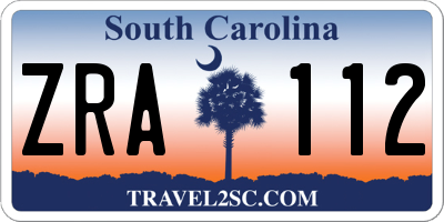 SC license plate ZRA112