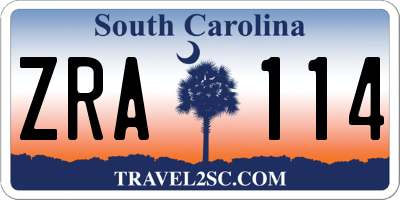 SC license plate ZRA114
