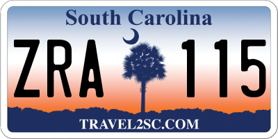 SC license plate ZRA115