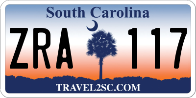 SC license plate ZRA117