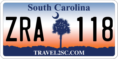 SC license plate ZRA118