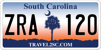 SC license plate ZRA120