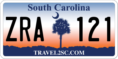 SC license plate ZRA121