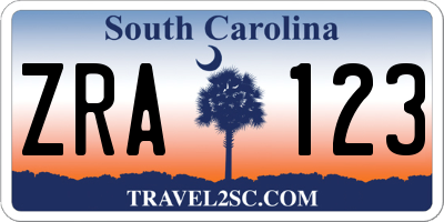 SC license plate ZRA123