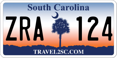 SC license plate ZRA124