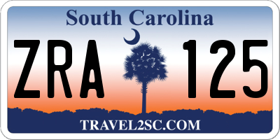 SC license plate ZRA125