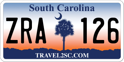 SC license plate ZRA126